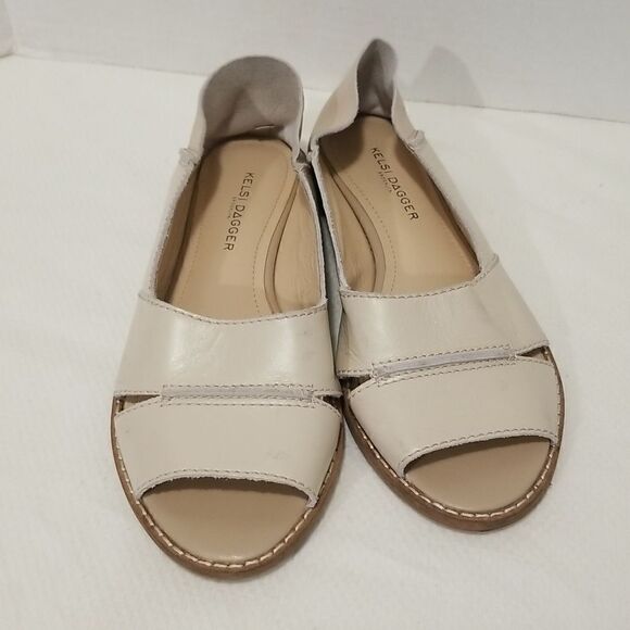 Kelsi Dagger brooklyn samantha collapsible tan  flat size 6.5 Leather - Picture 1 of 9